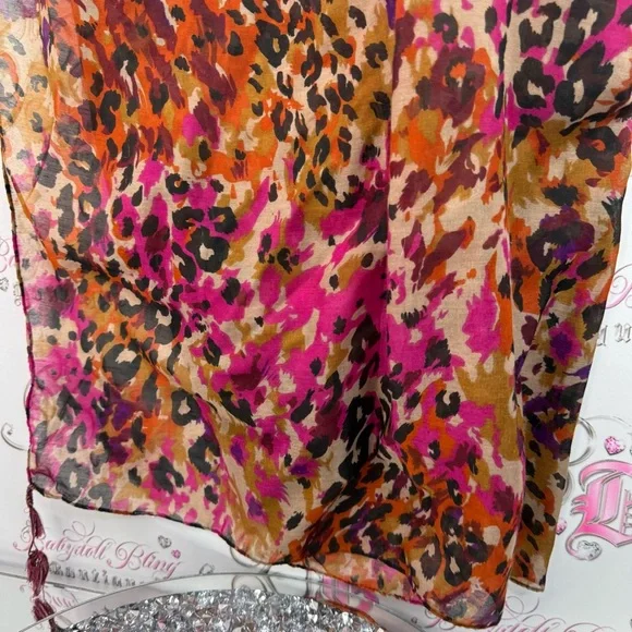 Scarf scarve wrap skirt or dress tassel details Leopard Print Scarf - Multicolor - Picture 2 of 7